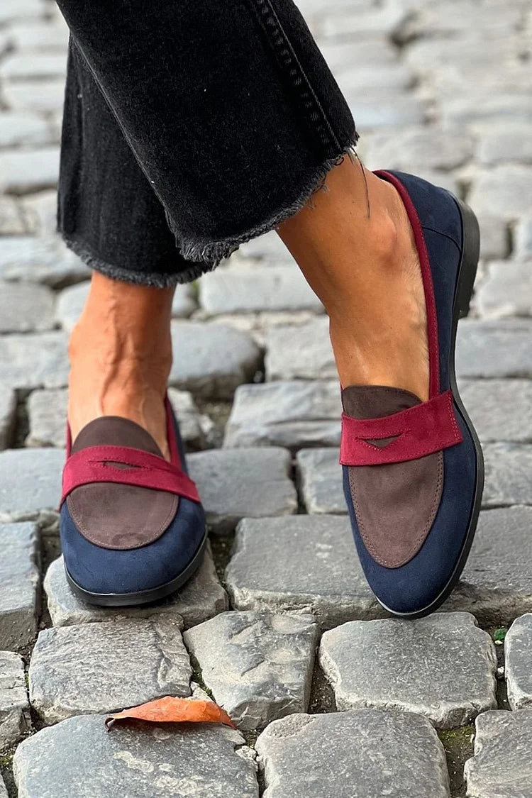 Faye | Stylish Color Block Penny Loafers for Women in Flat Style