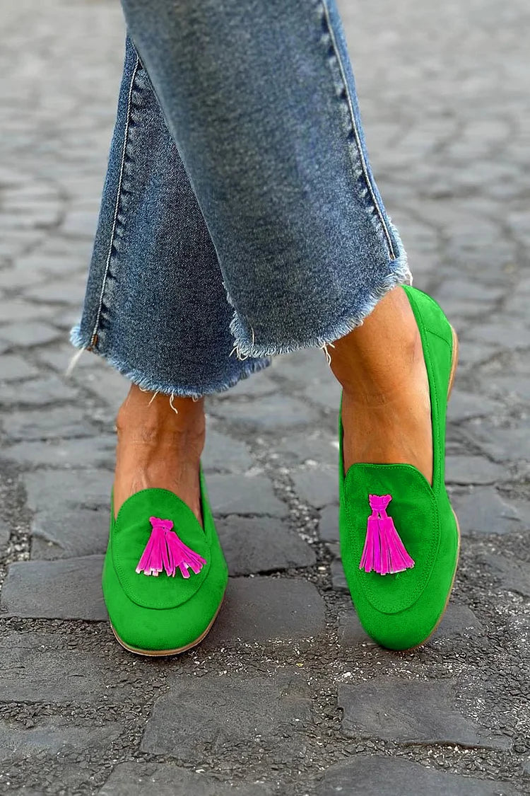 Elegant Green Loafers for Women with Slip On Penny Toe Comfortable Casual Style