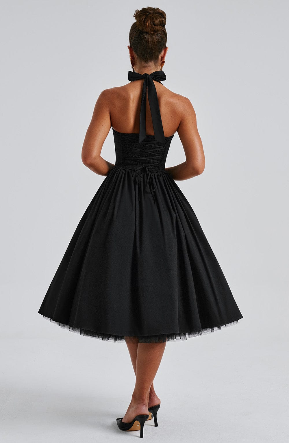 Gabrielle | Elegant White Formal Wedding Guest Dress in A Line Midi Style
