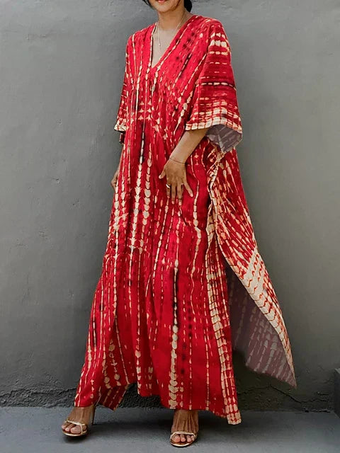 Amy | Effortless Red Dress for Women in Casual Kaftan Style