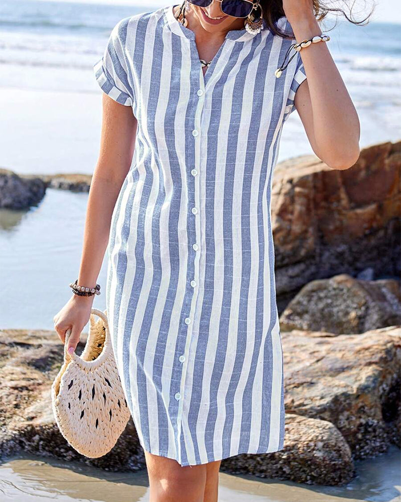 Kathy | Elegant Striped Shirt Dress for Women in Casual Summer Style