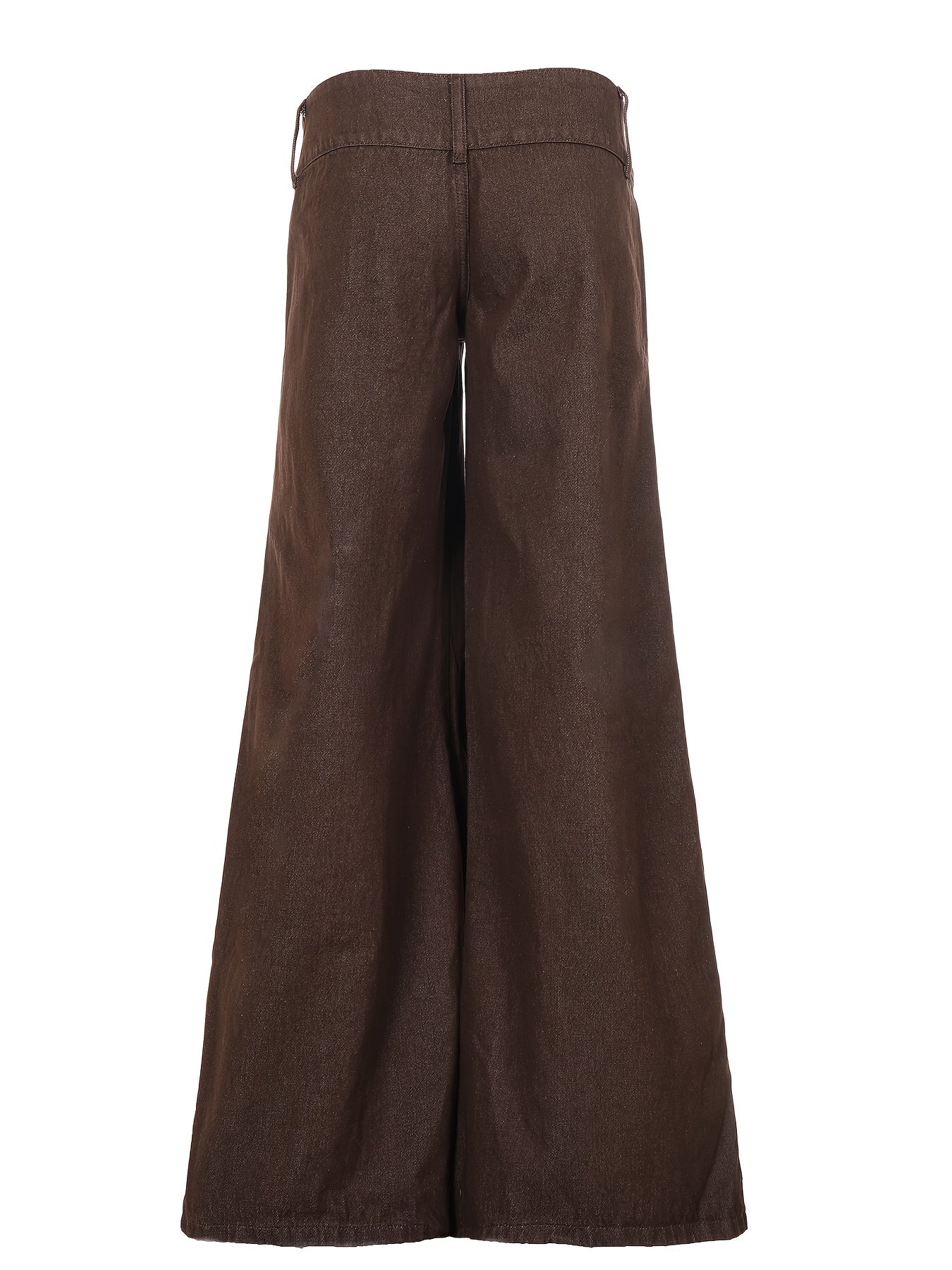 Effortless Dark Brown Buckle Jeans for Women with Low Rise Wide Leg Belted Relaxed Style
