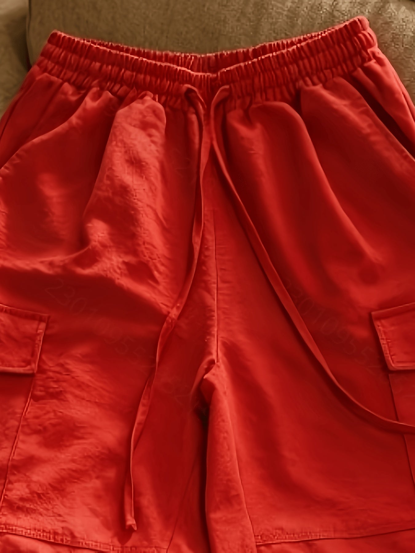 Effortless Red Cargo Pants for Women with Drawstring Waist Cropped Style