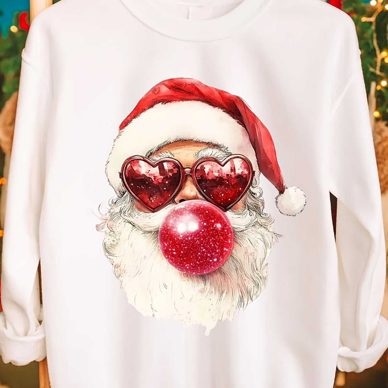 Comfortable Santa Graphic Christmas Tacky Sweater for Women with Crew Neck Long Sleeve Oversized Pullover Style