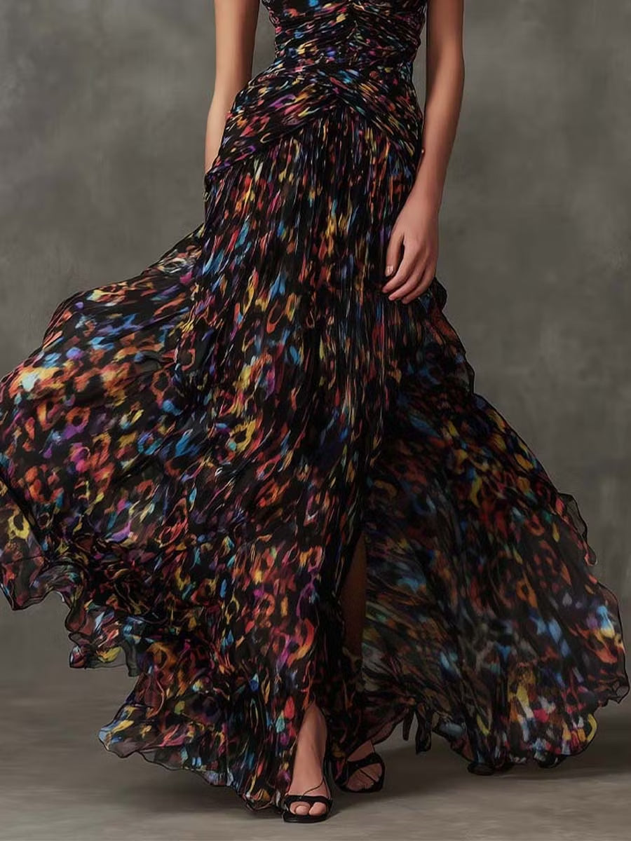 Effortless Floral Maxi Dress for Women with V-Neck Tiered Skirt Casual Summer Style