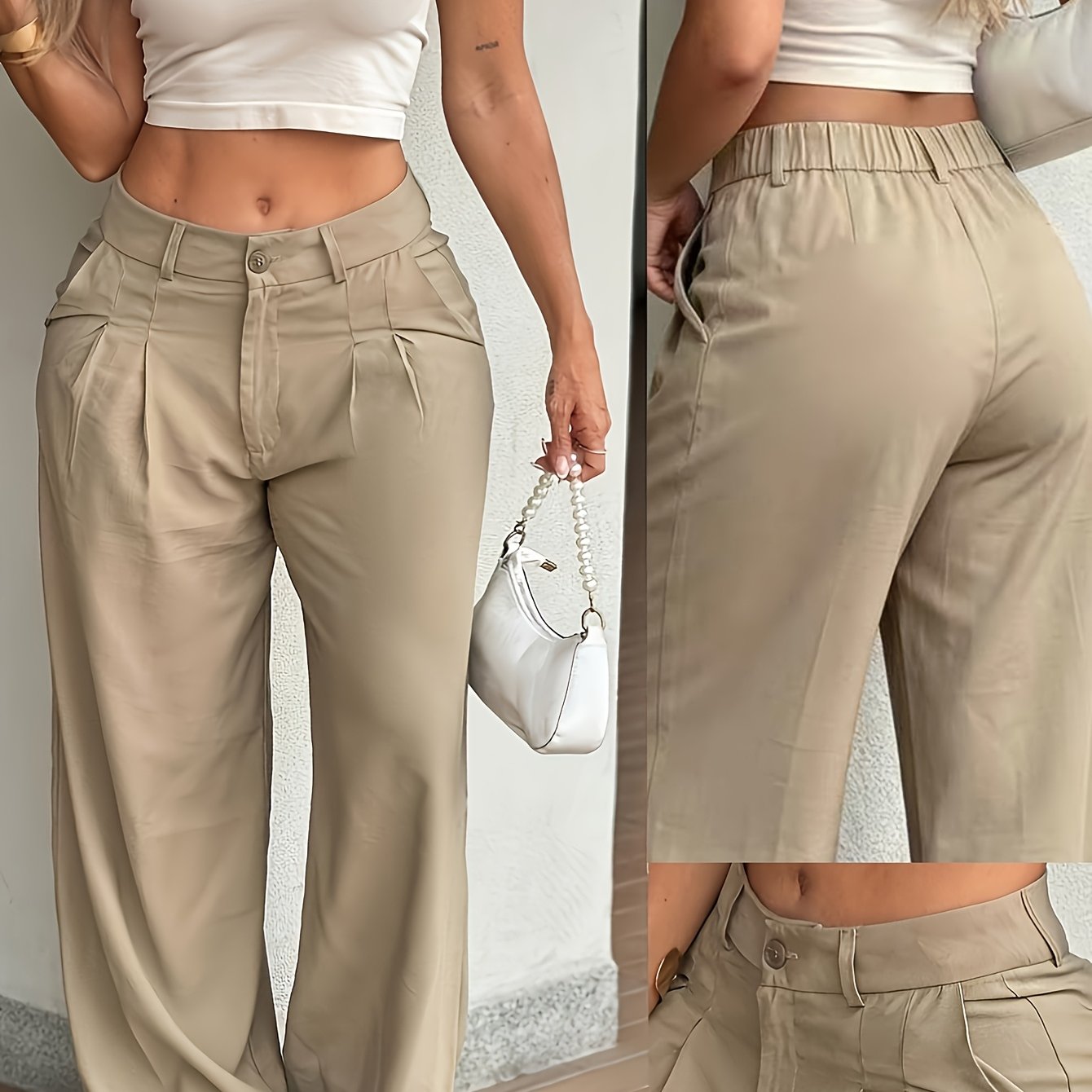 Effortless Cargo Pants for Women with High Waist Wide Leg Relaxed Flowing Style