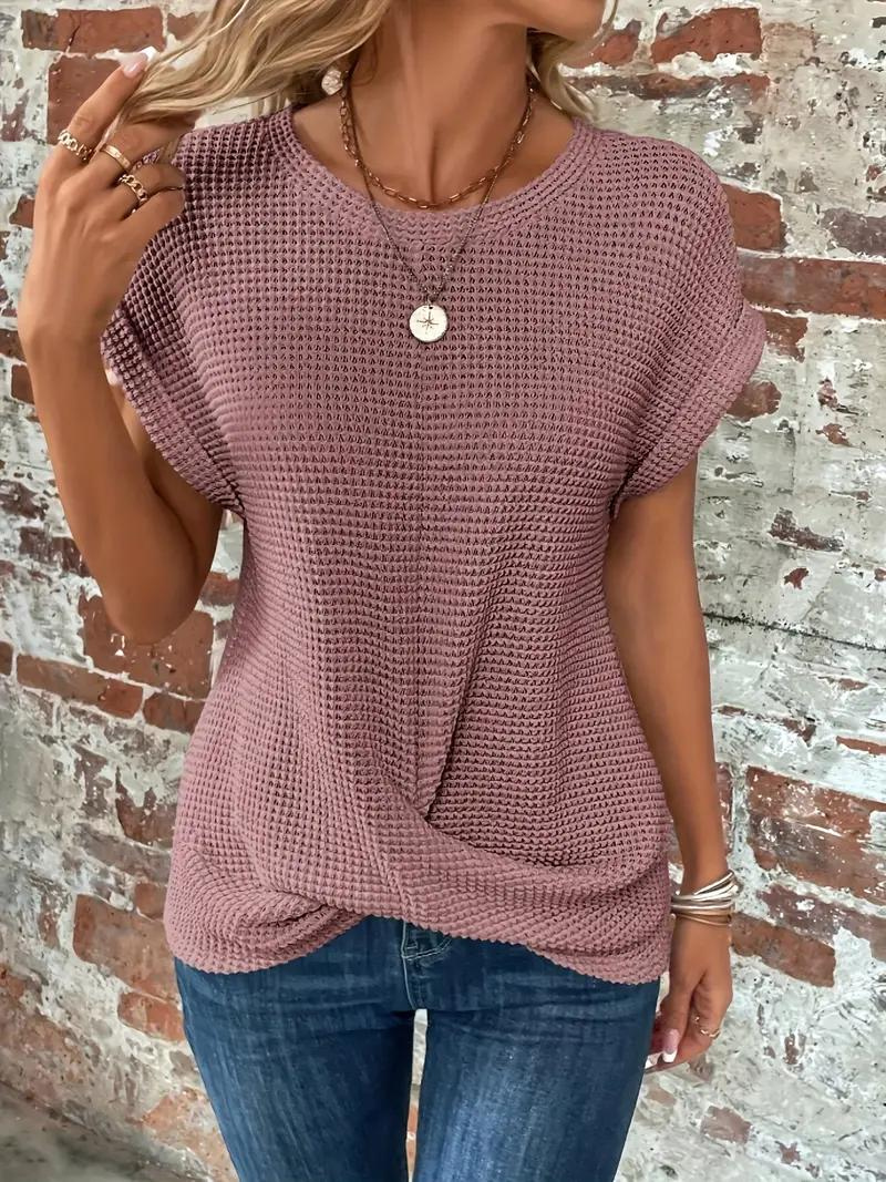 Tracy - Twist-Hem Waffle Tee