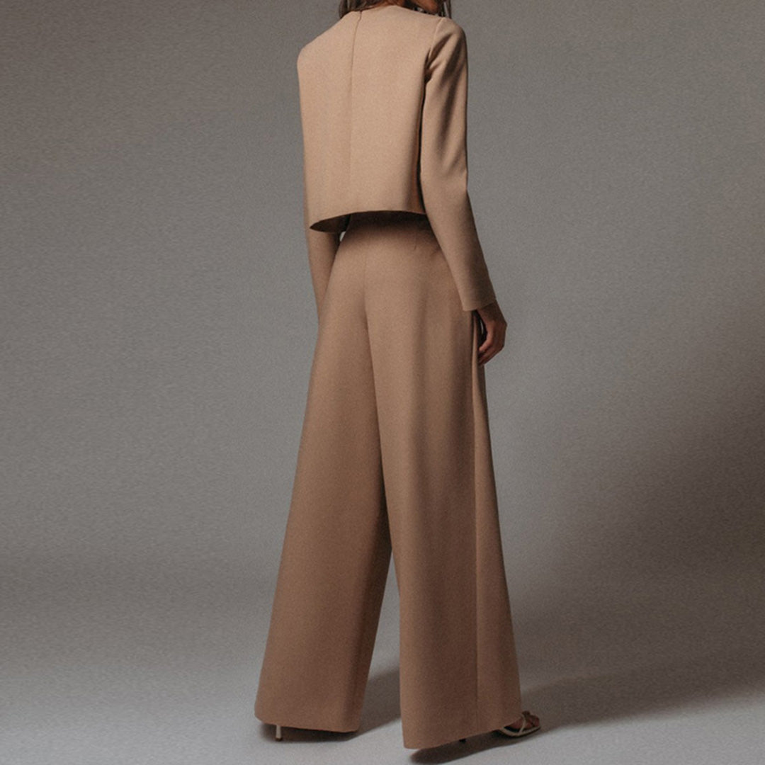 Celeste | Elegant Khaki Pants for Women with Wide Leg Pants