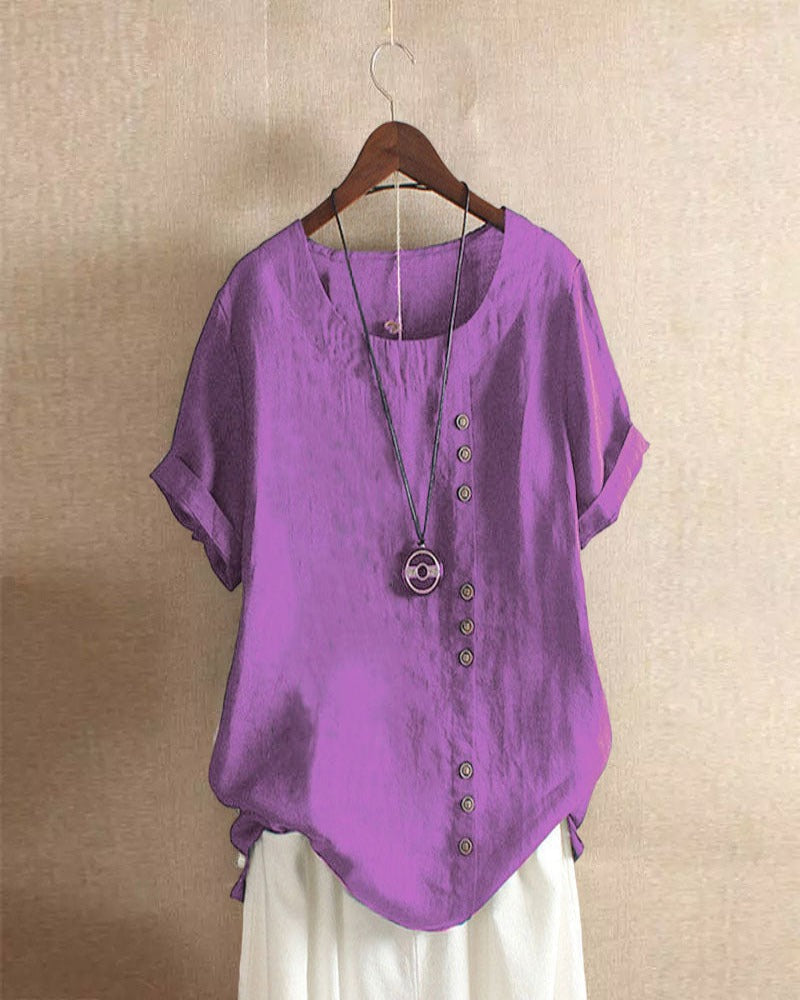 Bella | Women Button Detail Casual Short Sleeve Blouse