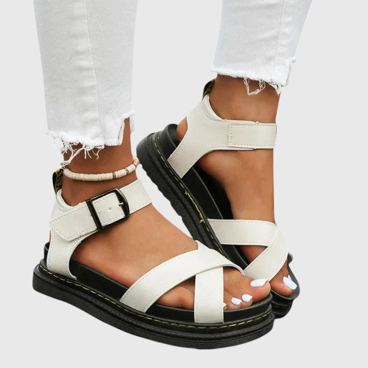 Comfortable Orthopedic Sandals for Women with Crossover Strap Buckle Ankle Chunky Platform Open Toe Style