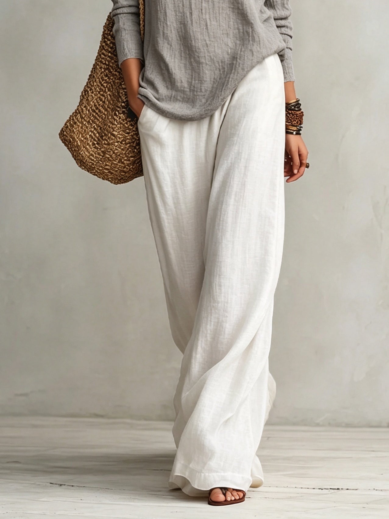 Effortless Grey V Neck Blouse for Women with Long Sleeve Relaxed Draped Flowy Style