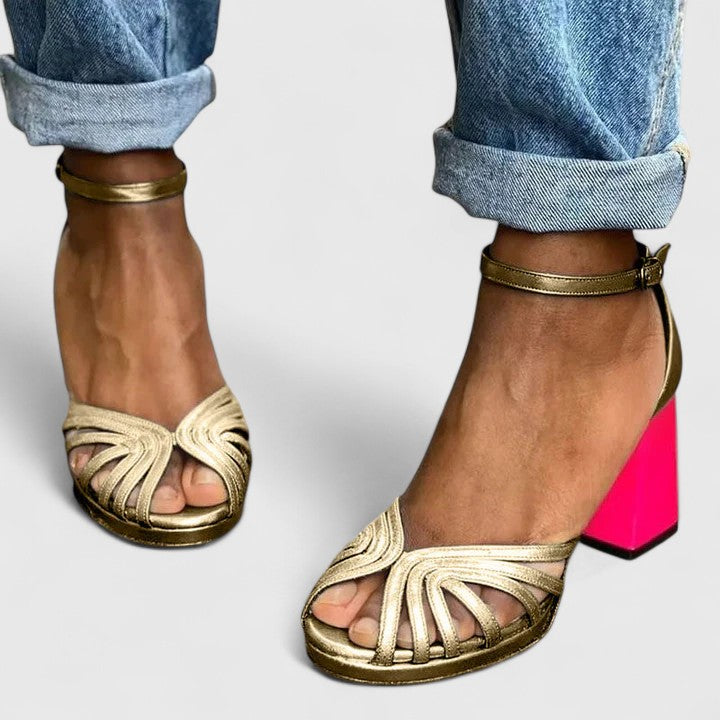 Comfortable Gold Slip On Shoes for Women with Round Toe Cushioned Footbed Casual Style