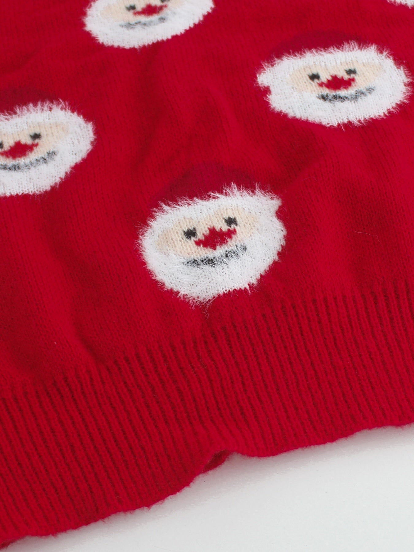 Cozy Red Santa Print Christmas Tacky Sweater for Women with Crew Neck Long Sleeve Oversized Knit Style