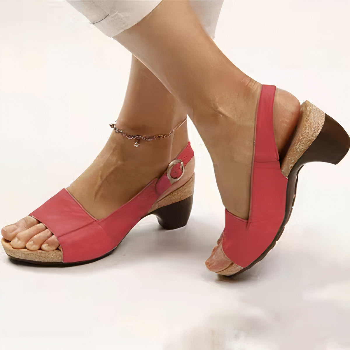 Comfortable Wedge Sandals for Women with Slingback Strap Peep Toe Casual Style