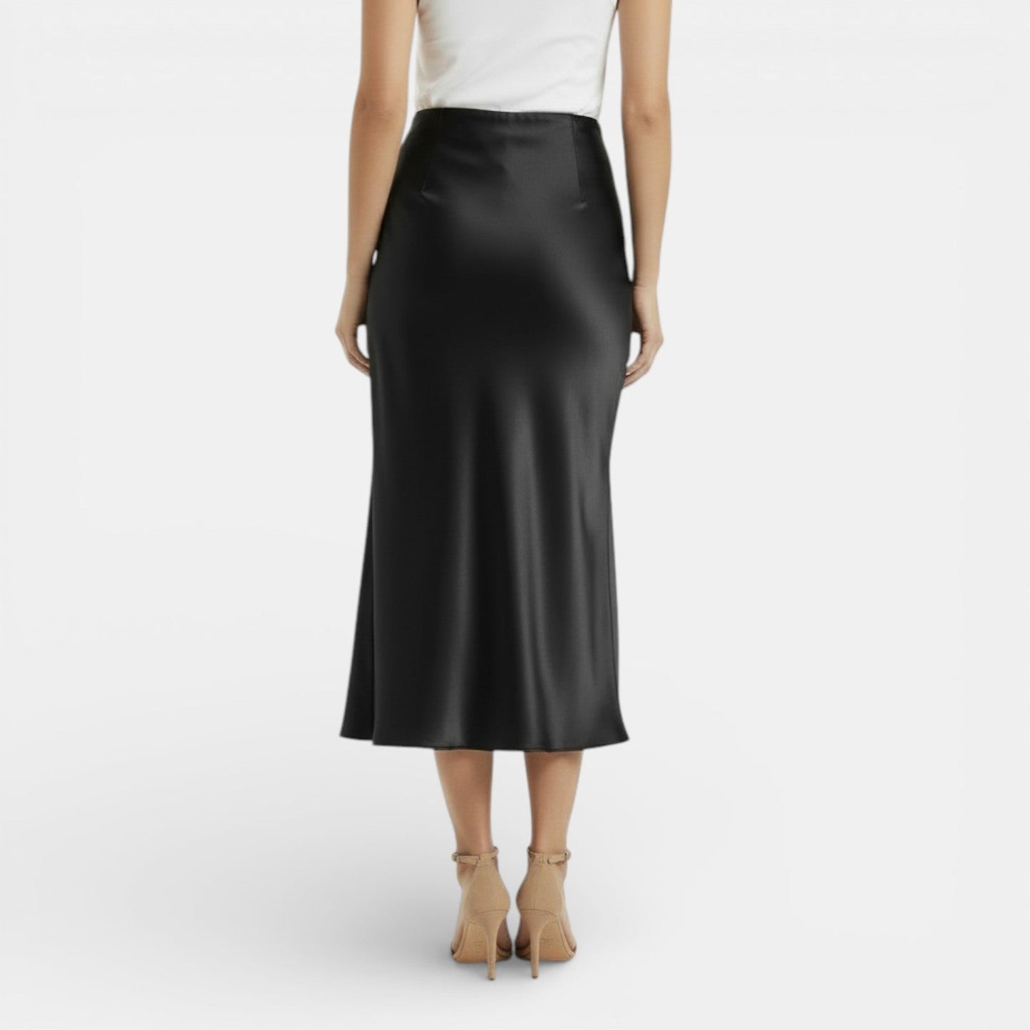 Elegant Satin Maxi Skirt for Women with High Waist Bias Cut Flowing Silky Style