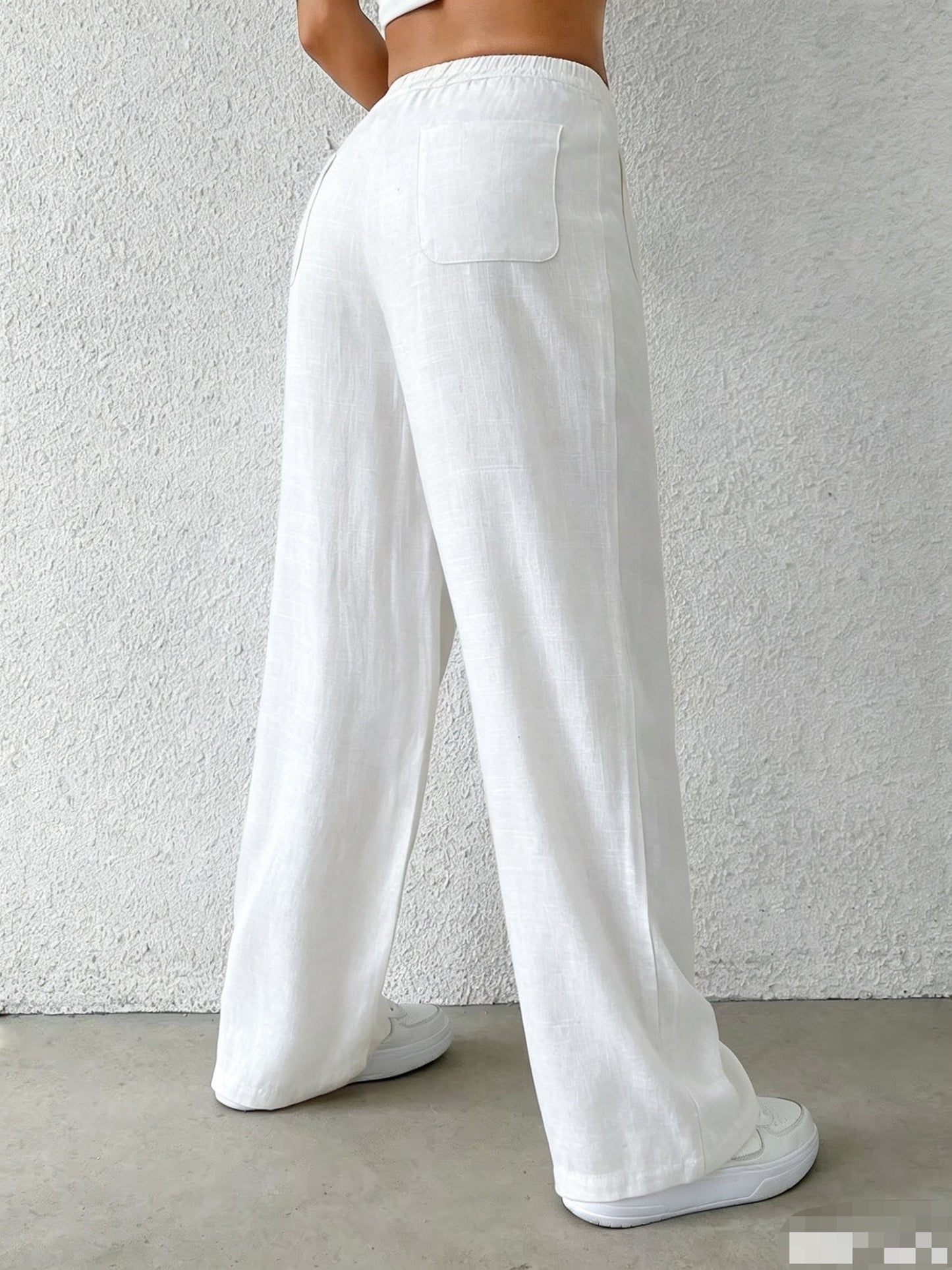 Effortless Linen Wide Leg Pants for Women with High Waist Flowing Relaxed Casual Style