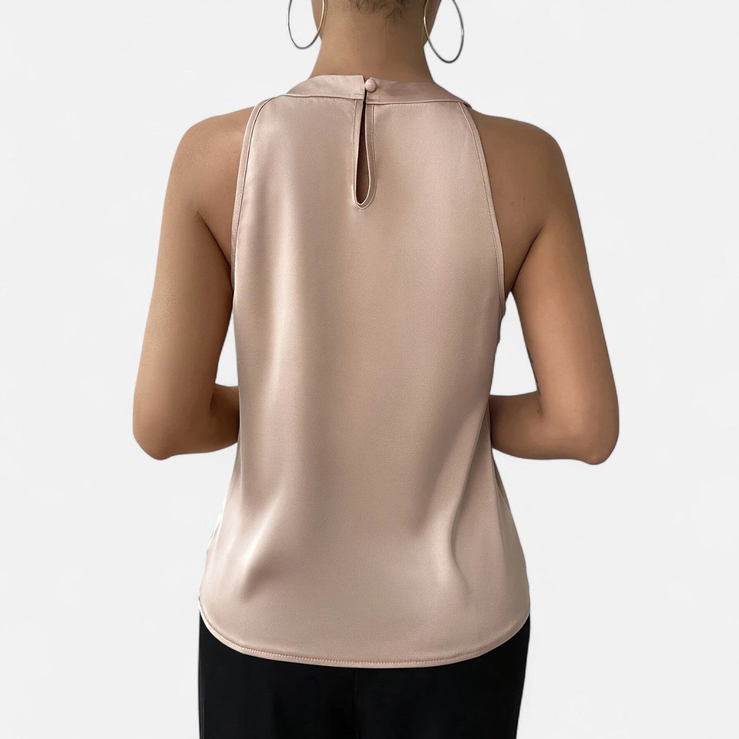 Lorraine | Women’s Elegant Pleated Front Draped Satin Tanks