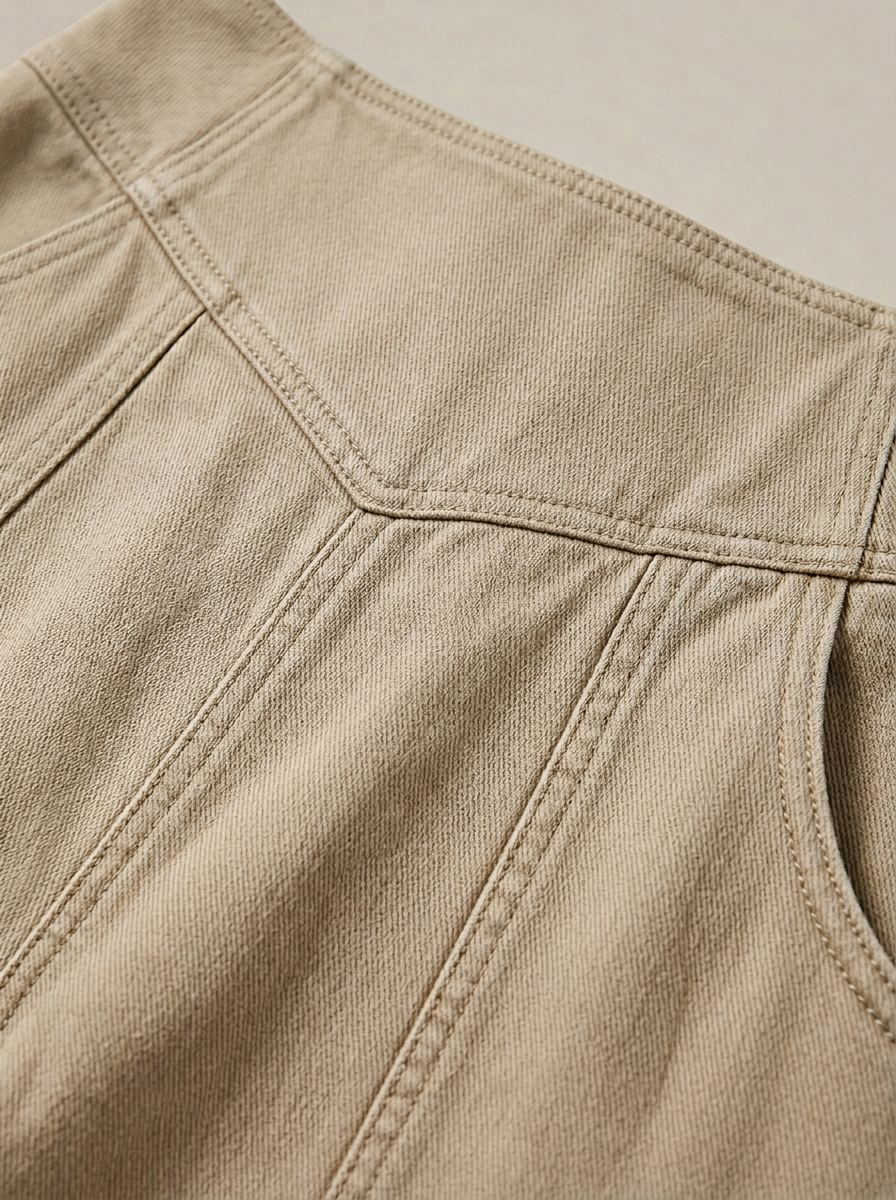 Effortless Khaki Pants for Women with High Waist Seam Detail Cropped Relaxed Style