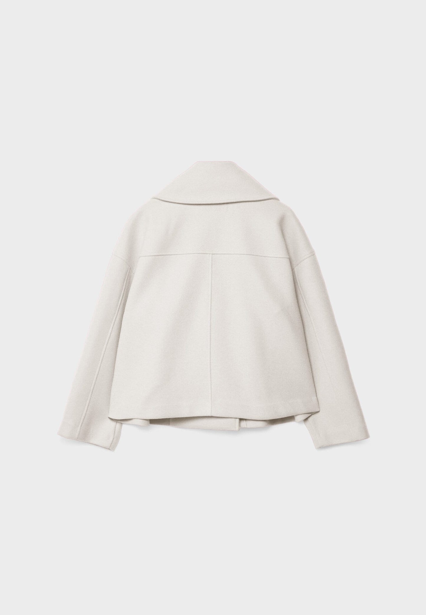Elegant Wool Peacoat Jacket for Women with Notch Lapel Long Sleeve Double Breasted Cropped Oversized Style