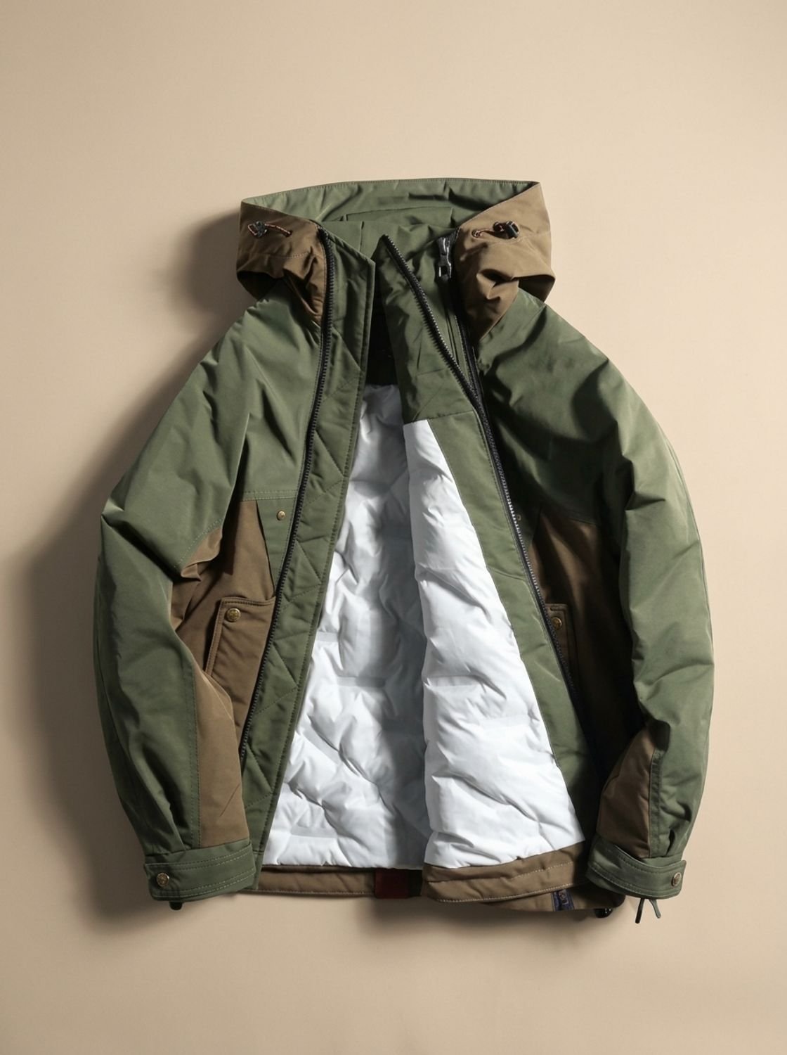 Cozy Colorblock Anorak Jacket for Men with Hooded Collar Long Sleeve Half-Zip Windbreaker Style