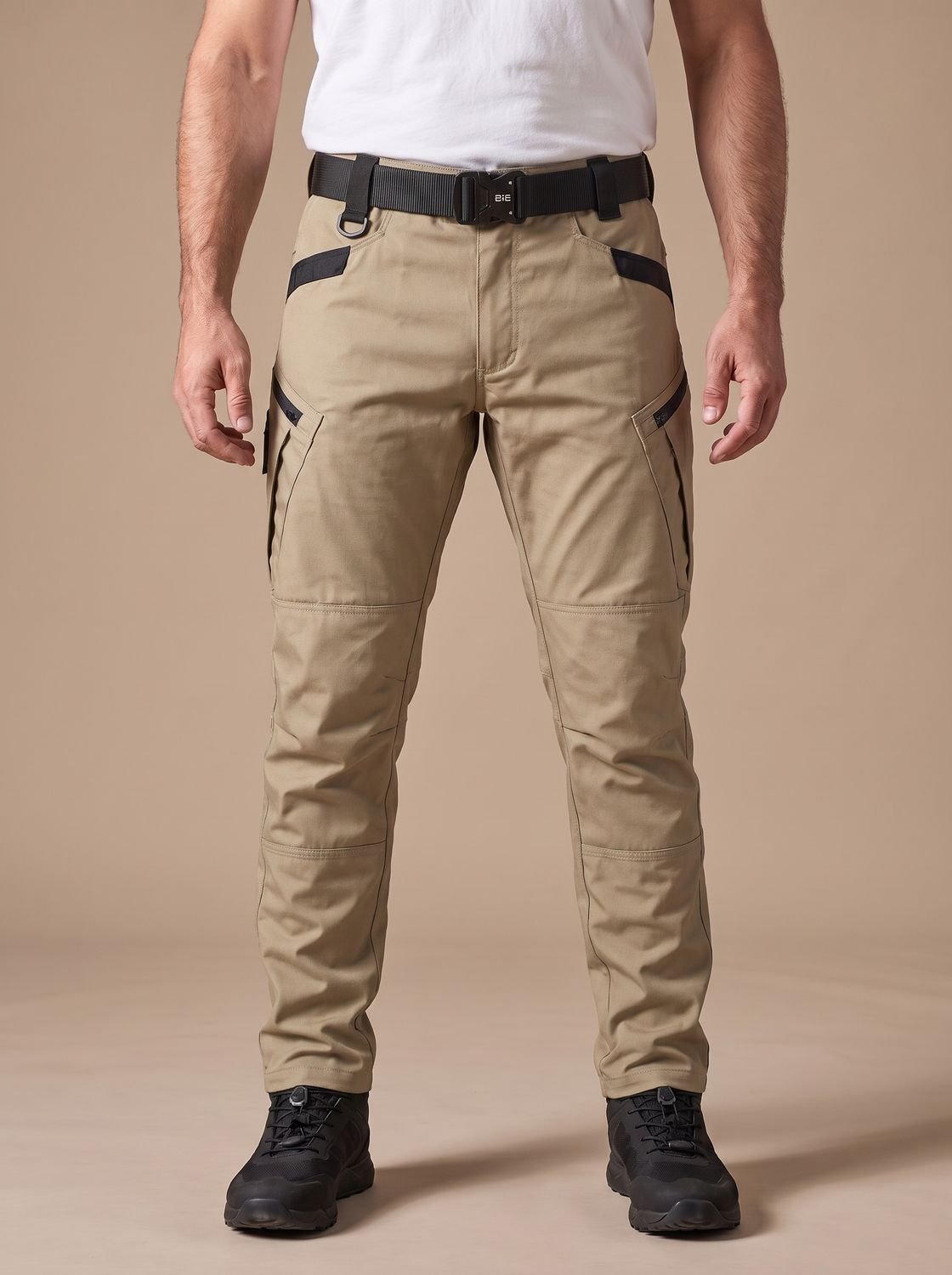 Rugged Tactical Cargo Pants for Men with Waterproof Multi-Pocket Articulated Zip Tapered Style