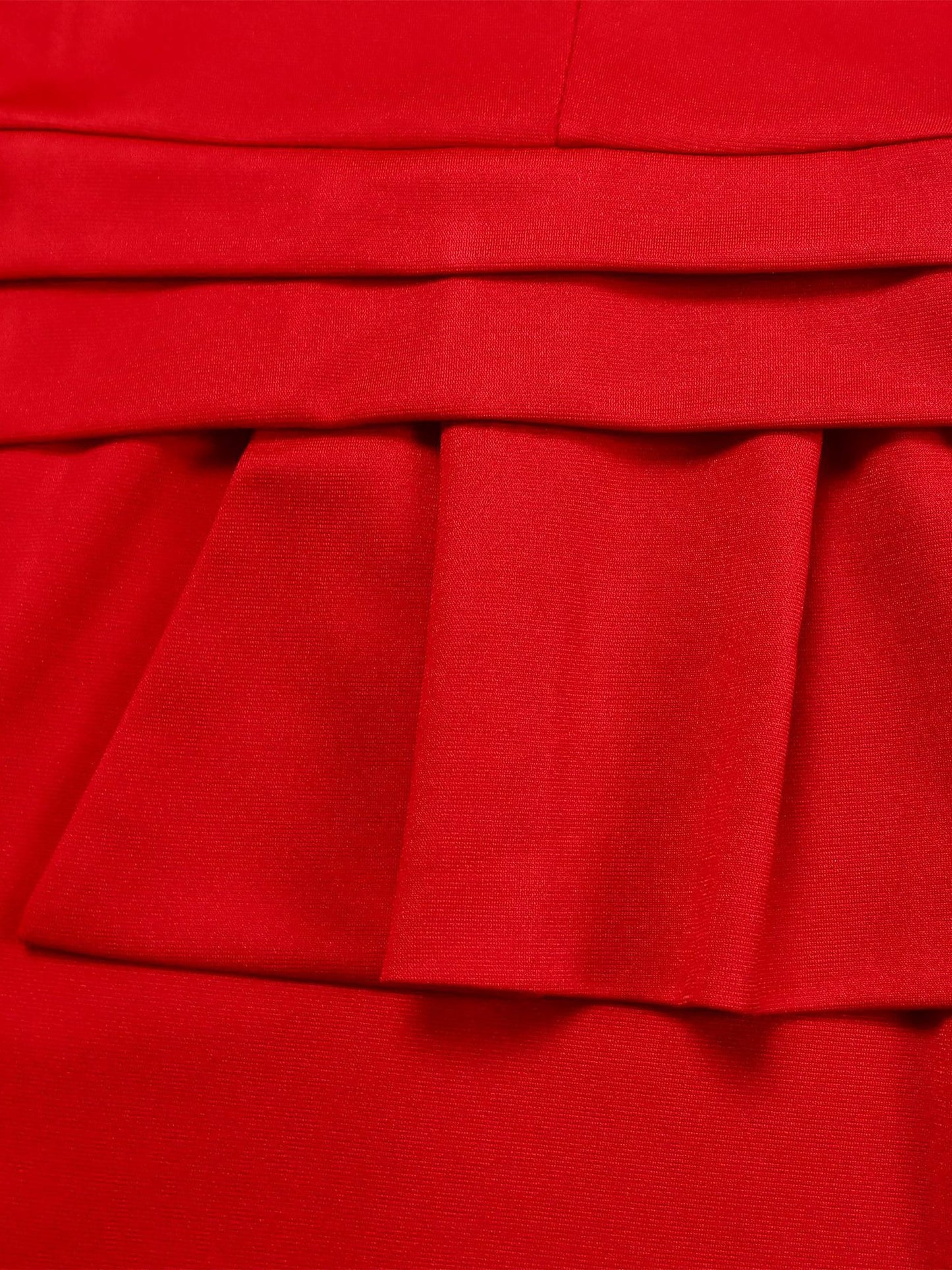 Elegant Red Dress for Women with Round Neck Elbow Sleeve Peplum Bodycon Midi Style