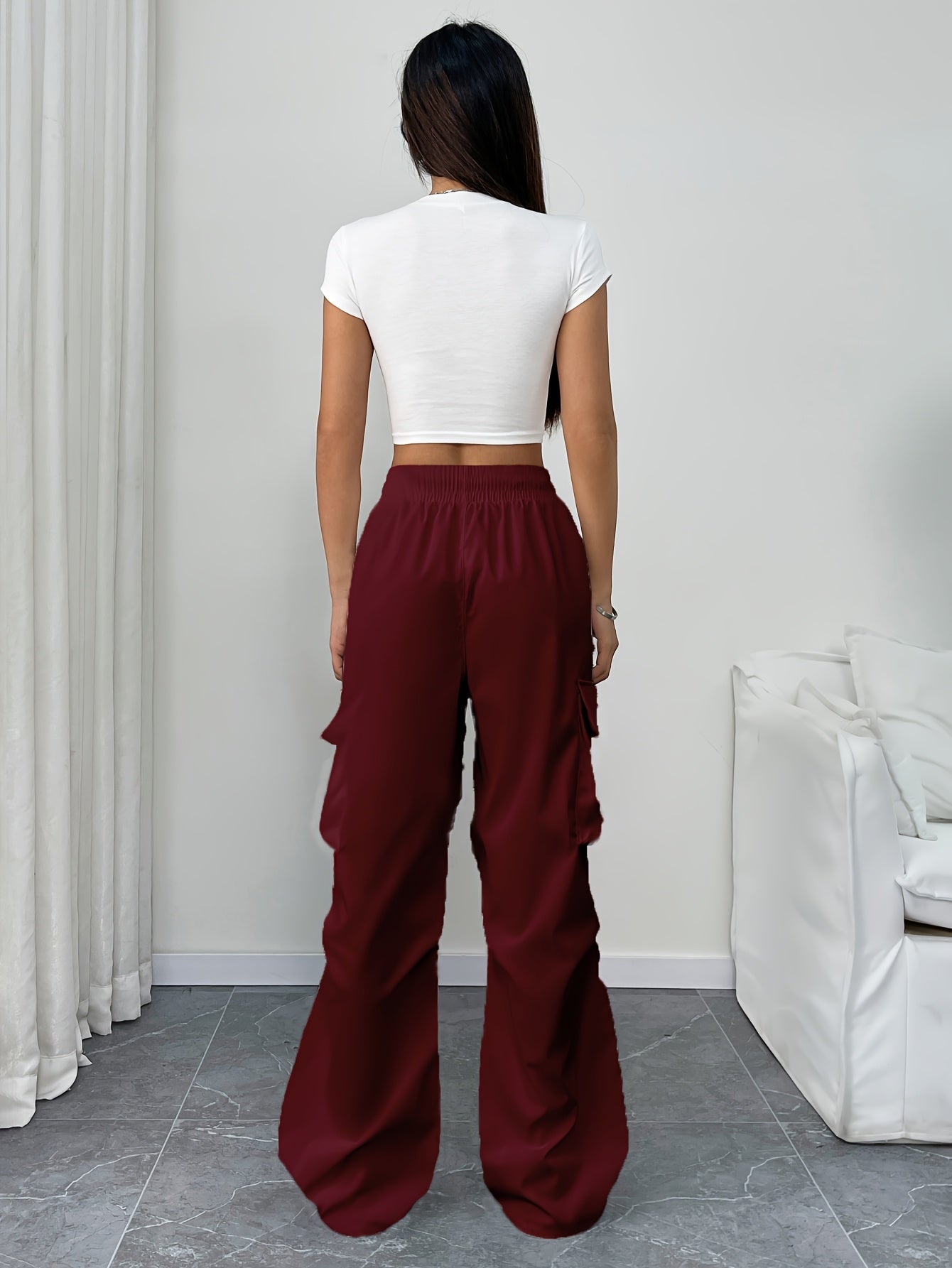 Effortless Cargo Pants for Women with Drawstring Waist Wide Leg Pockets Streetwear Style