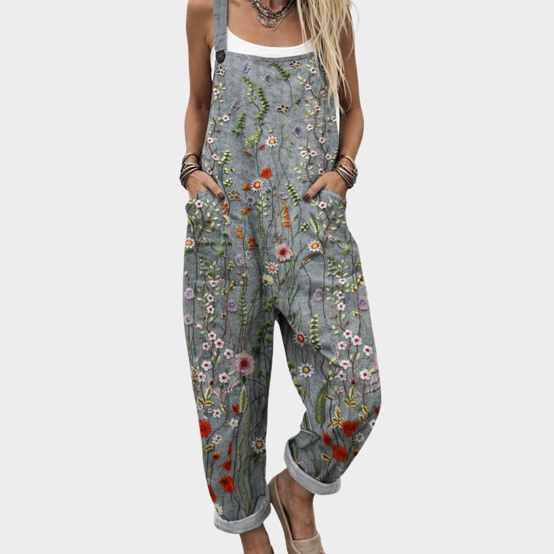 Effortless Floral Jumpsuit for Women with Wide Leg Pockets Relaxed Casual Style