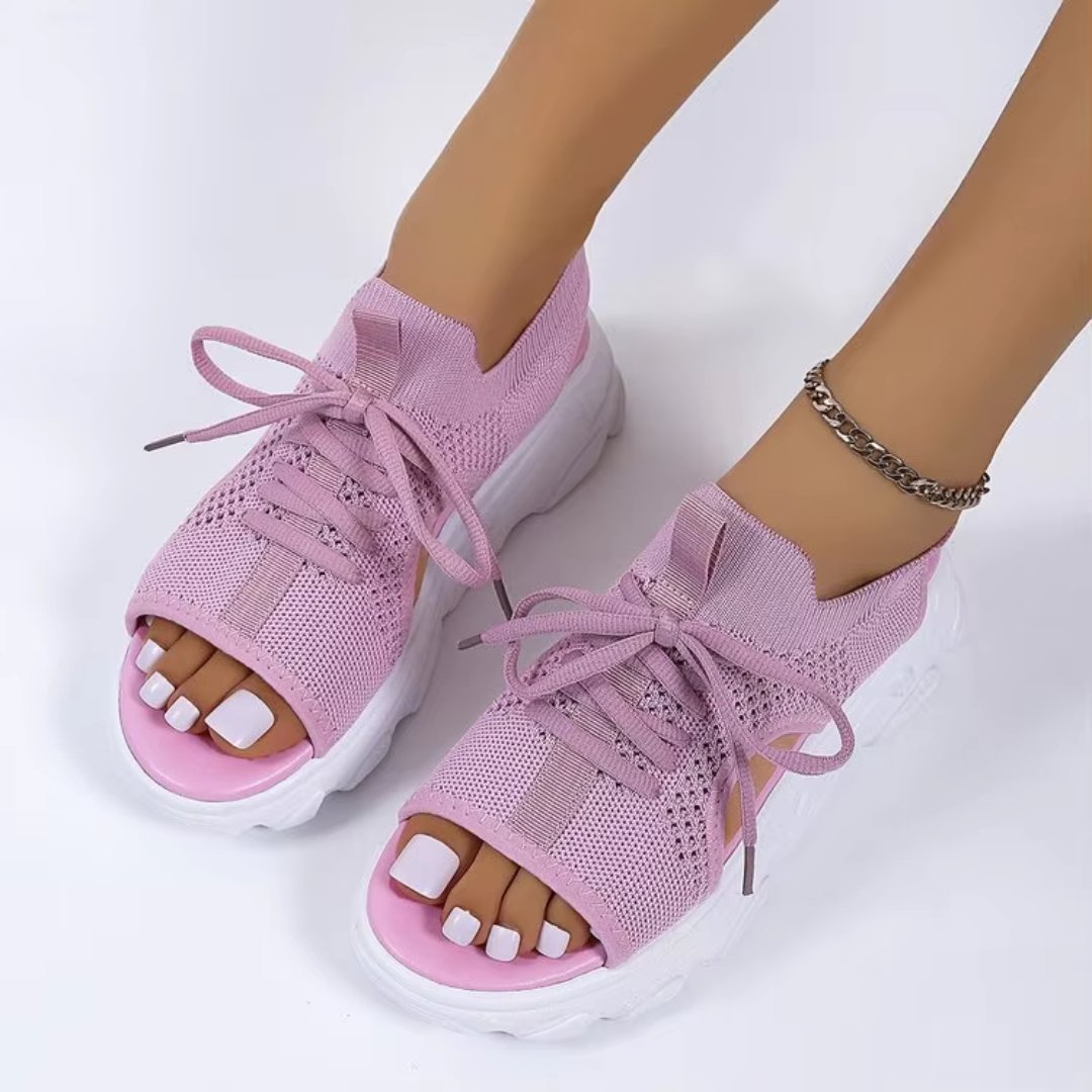 Comfortable Platform Sandals for Women with Lace Up Cutout Open Toe Style