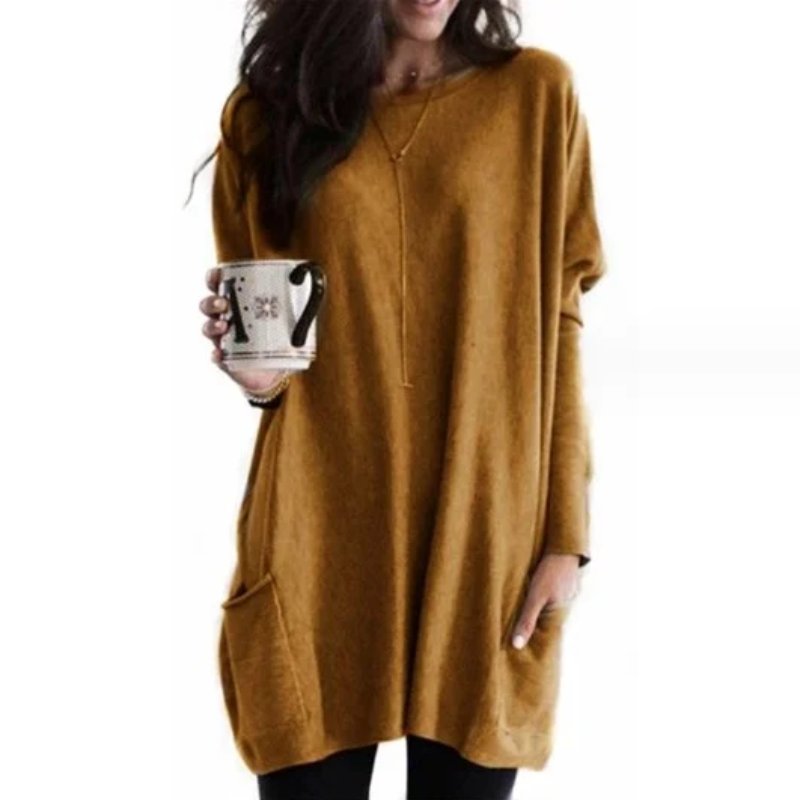 Effortless Tunics for Women with Oversized Long Sleeve Pocket Style
