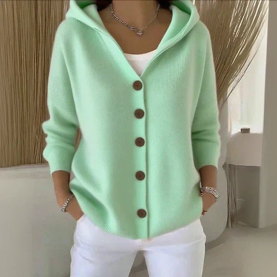 Effortless Cardigan Sweater for Women with Hooded Button-Front Knit Relaxed Fit