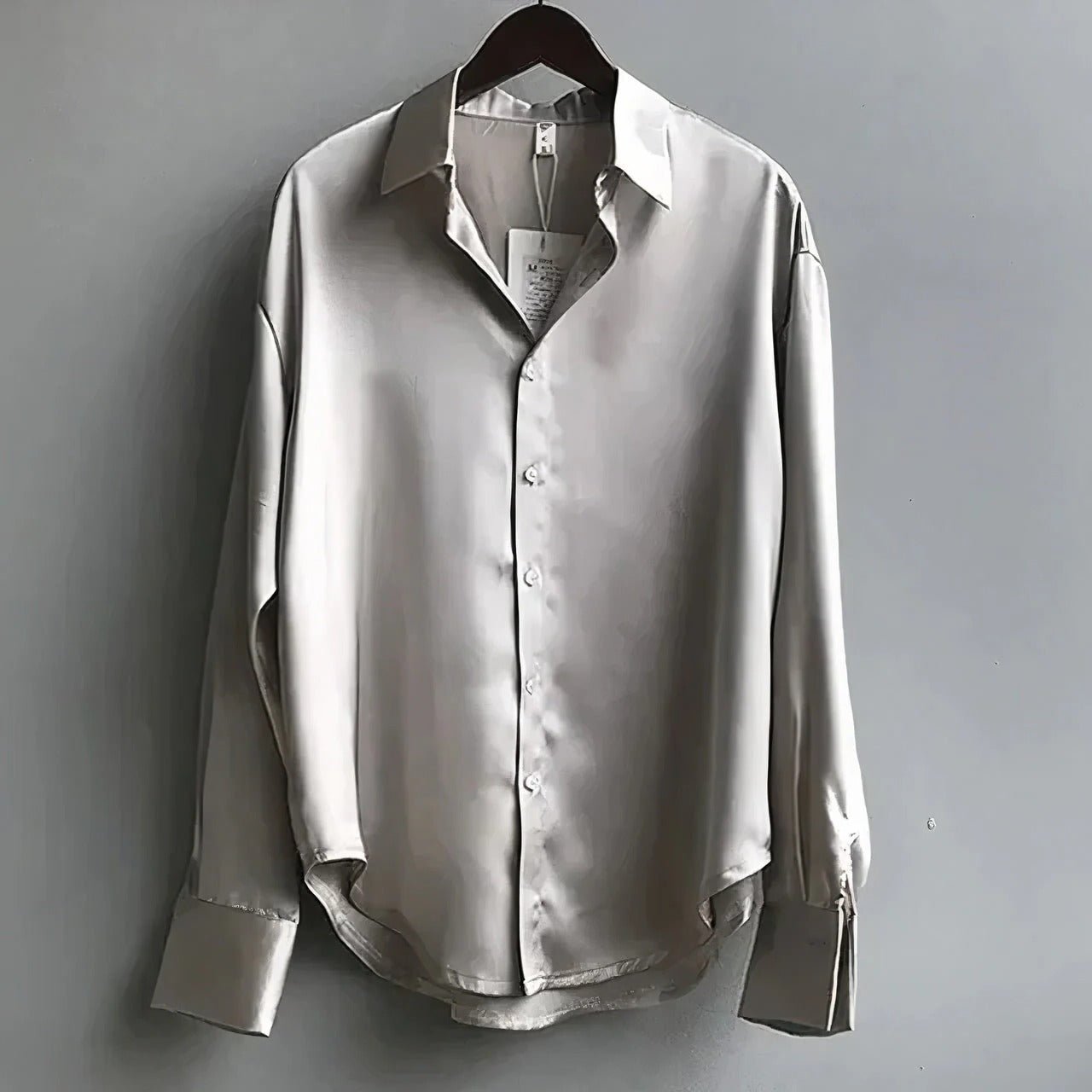 Elegant Satin Blouses for Women with Collar Long Sleeve Button Front Relaxed Silky Style