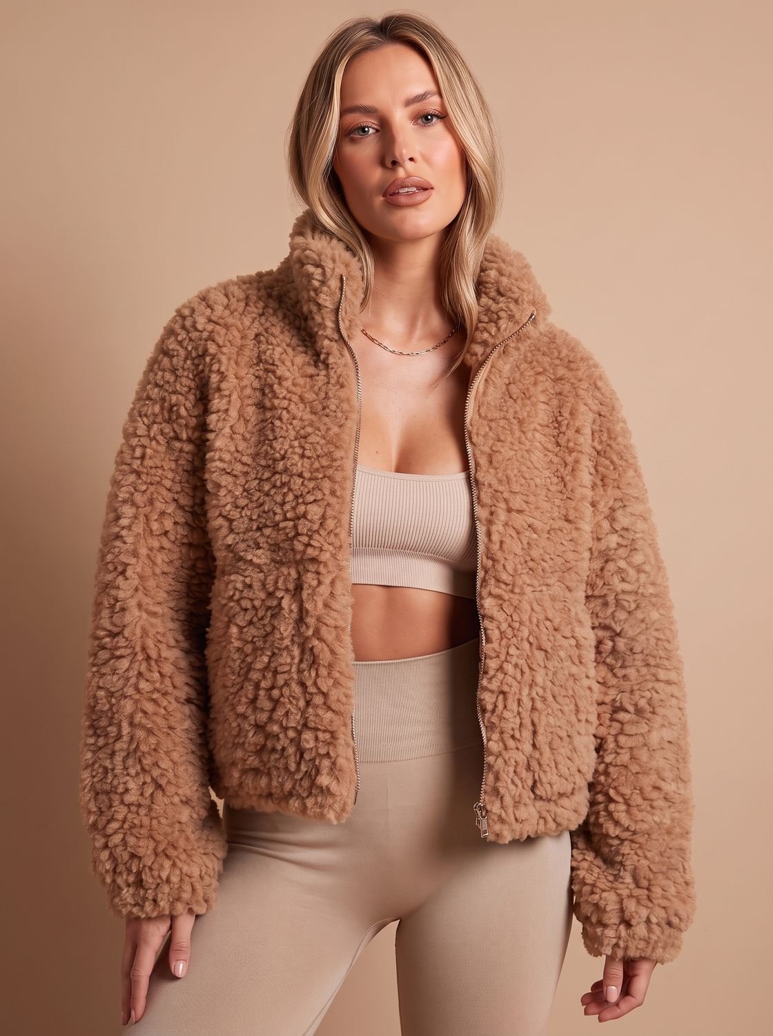 Evelyn | Women's Sherpa Zip-Up Jacket Plush High-Pile Fleece Coat