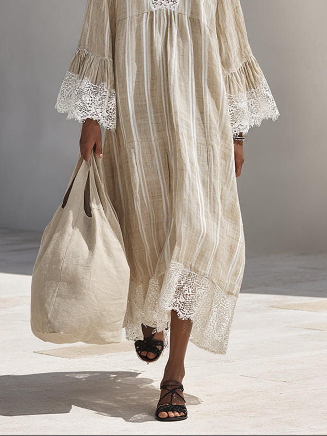 Effortless Floral Maxi Dress for Women with V-Neck Tiered Skirt Casual Summer Style