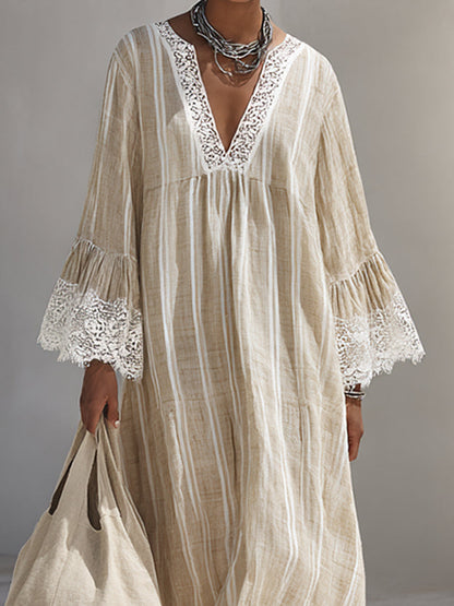 Effortless Floral Maxi Dress for Women with V-Neck Tiered Skirt Casual Summer Style