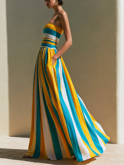 Effortless Floral Maxi Dress for Women with V-Neck Tiered Skirt Casual Summer Style