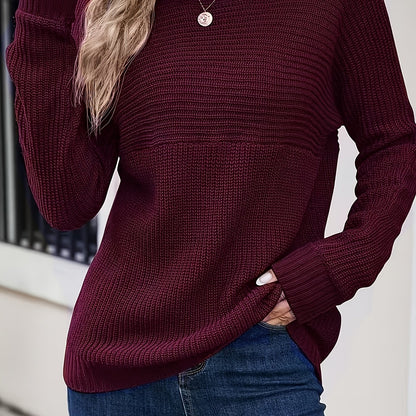 Comfortable Ribbed Knit Sweater for Women with Crew Neck Long Sleeve Relaxed Oversized Style