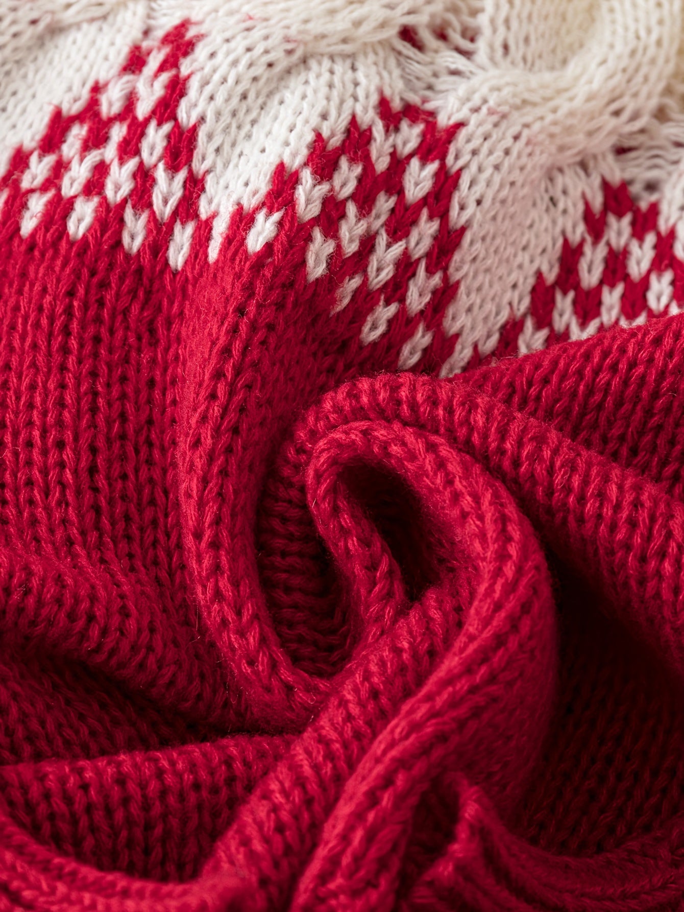 Cozy Red Fair Isle Christmas Tacky Sweater for Women with Mock Neck Long Sleeve Knit Pullover Holiday Style