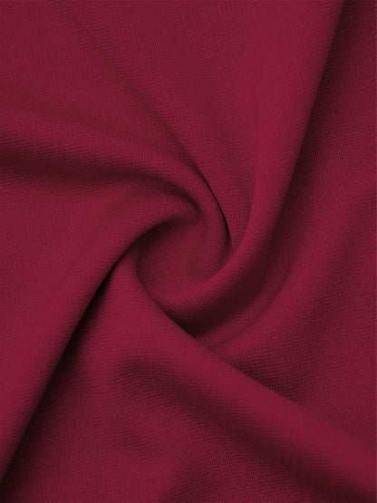 Elegant Burgundy A Line Christmas Party Dress for Women with Pearl Neck Lantern Sleeve Belted Flowing Style