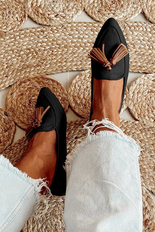 Mara | Elegant Black Tassel Loafers for Women in Ballet Flat Style