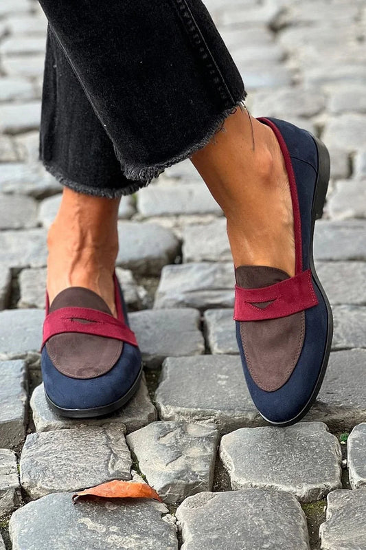 Faye | Stylish Color Block Penny Loafers for Women in Flat Style