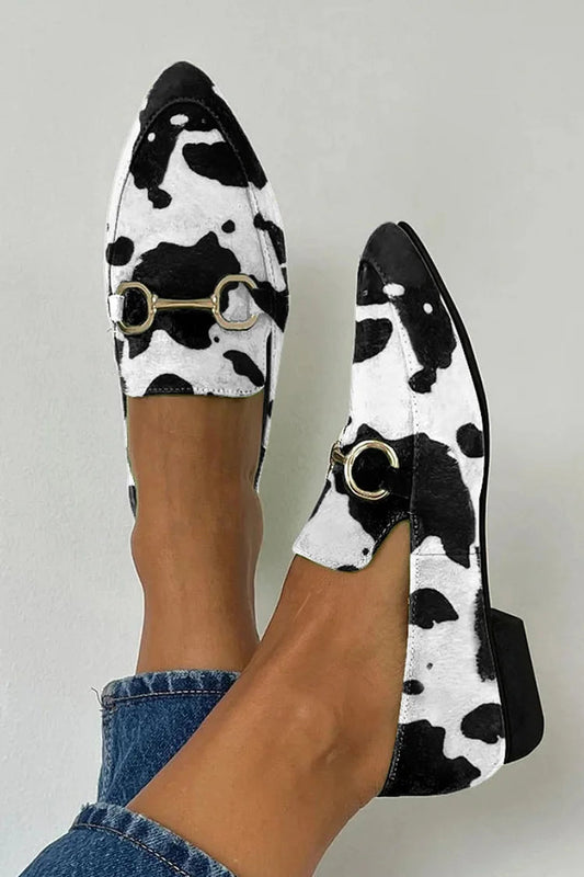 Elegant White-Black Loafers for Women with Slip On Penny Toe Comfortable Casual Style