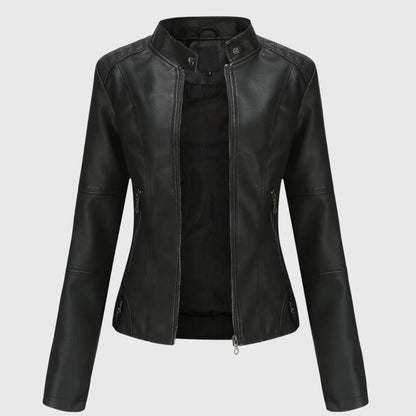 Effortless Leather Jacket for Women with Button Front Collared Oversized Shacket Style