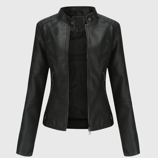 Effortless Leather Jacket for Women with Button Front Collared Oversized Shacket Style