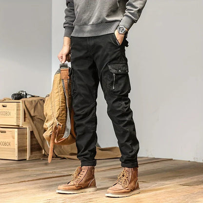 Stylish Cargo Joggers for Men with Tapered Fit Multi Pocket Drawstring Cuffed Street Style