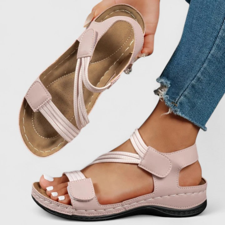 Comfortable Orthopedic Sandals for Women with Elastic Strap Velcro Ankle Open Toe Platform Casual Style