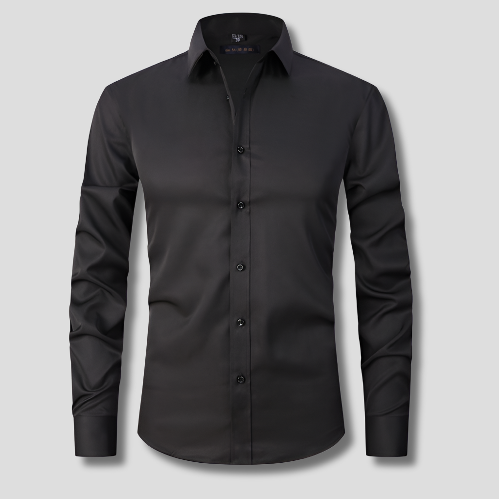 Classic Dress Shirt for Men with Spread Collar Long Sleeve Button Up Slim Fit Business Style