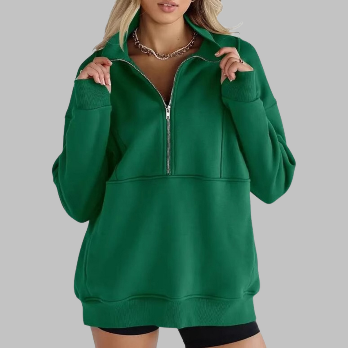Cozy Oversized Sweatshirt for Women with Half Zip Collar Long Sleeve Pullover Relaxed Style