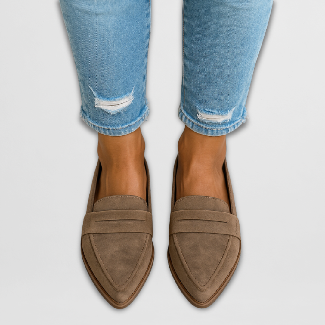 Tara | Elegant Suede Penny Loafers for Women in Classic Flat Style