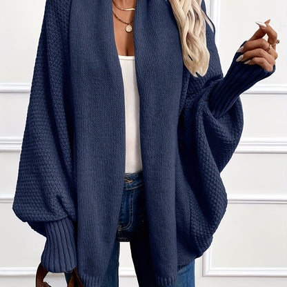 Comfortable Waterfall Knit Cardigan for Women with Shawl Collar Dolman Sleeve Oversized Relaxed Style